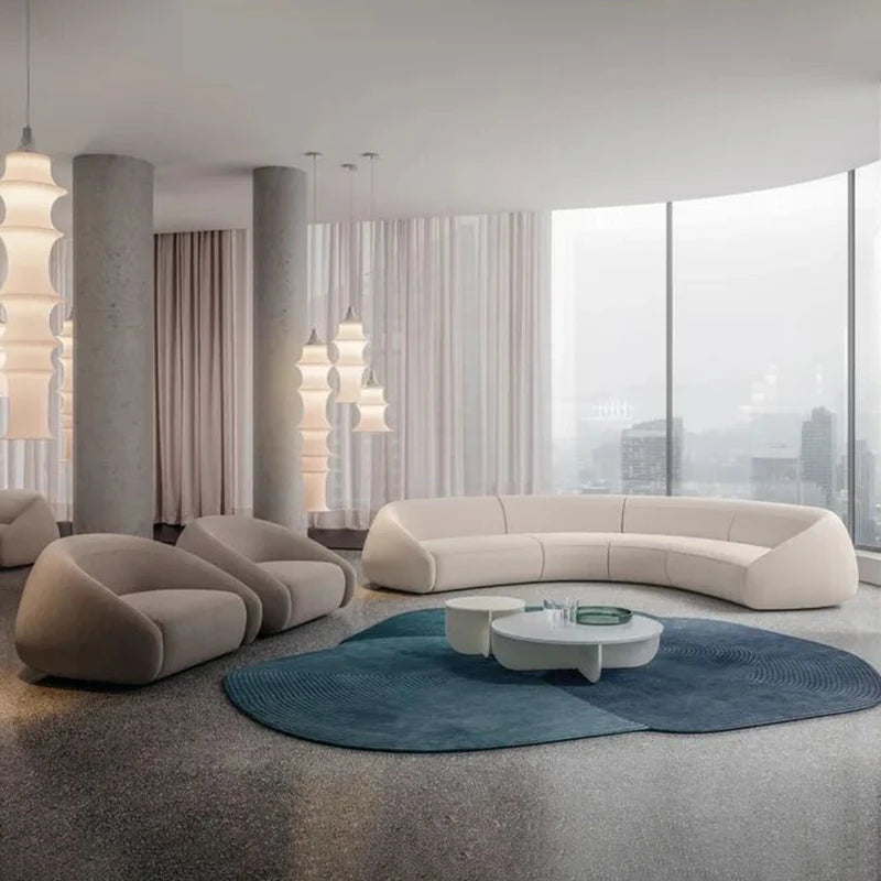 Italian minimalist large curved sofa living room small apartment light luxury designer fabric sofa