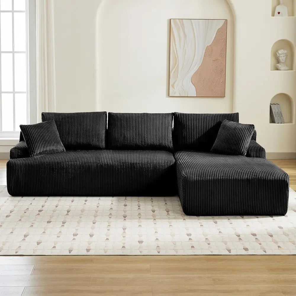 108 Modern Cloud-Inspired L-Shape Couch, Sleeper Sofa, Corduroy, Deep Seating, No Assembly Needed