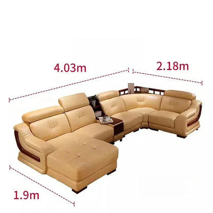 MANBAS Premium Italian Genuine Leather Sofa Sets Big Sectional Couch Living Room Sofas With Adjustable Headrests Home Furniture