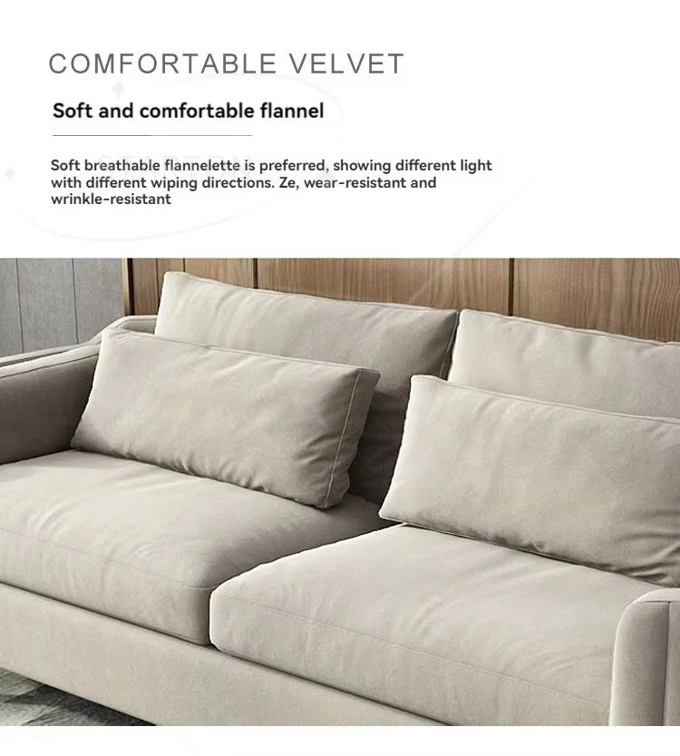 Modern 3-Seater  Sofa Set Simple & Stylish Removable & Washable Velvet Cushions for Small Living Spaces for Apartments