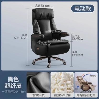 Senior Leather Office Chairs Ergonomic Comfortable Adjust Recliner Office Chairs Mobile Luxurious Furniture Silla Oficina LXOC