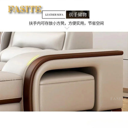 Genuine Leather Sofa With Bluetooth Speaker,USB And Adjustable Headrests - Nordic Italian Couch For Living Room Economically