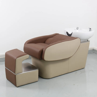 Fuying High Quality PU Leather Modern Shampoo Chair Hair Washing Bed for Beauty Salons Barber Shops Spa Bathroom Use
