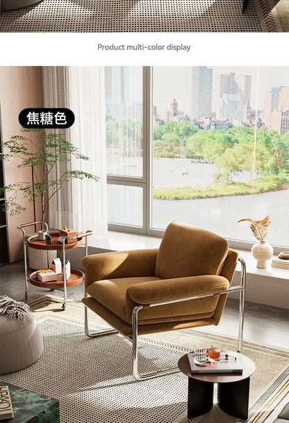 Bauhaus Antique Style Stainless Steel Designer Sofa Chair Living Room Home Balcony Leisure Recliner Negotiation Chair