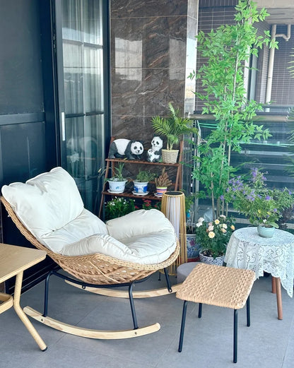 Modern Rocking Lounge Chair for Balcony Woven Rattan Lobster Chair Indoor Swing Seat Comfortable Single Sofa for Living Room