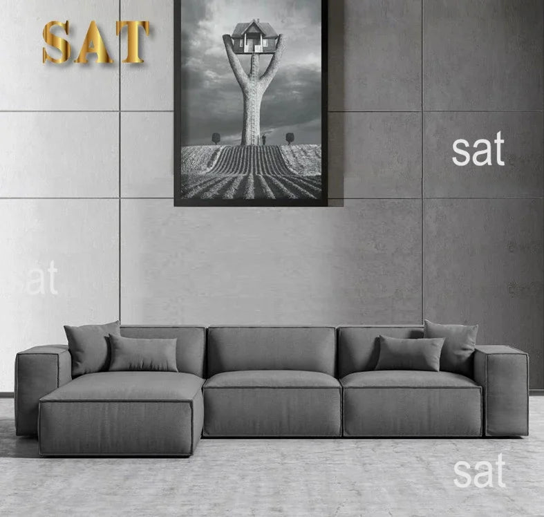 /Italian simple square multiperson combination sofa Nordic creative corner highend living room fabric sofa