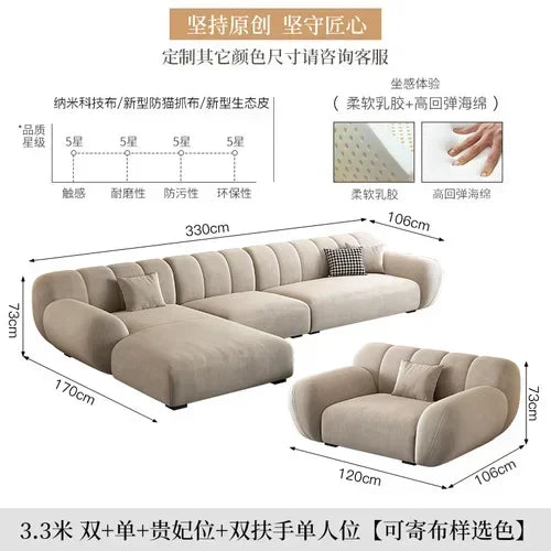 Fabric Living Room Sofas Modern Minimalist Sectional Modular Sofa Elegant Comfortable Canape  De Luxe Nordic Furniture