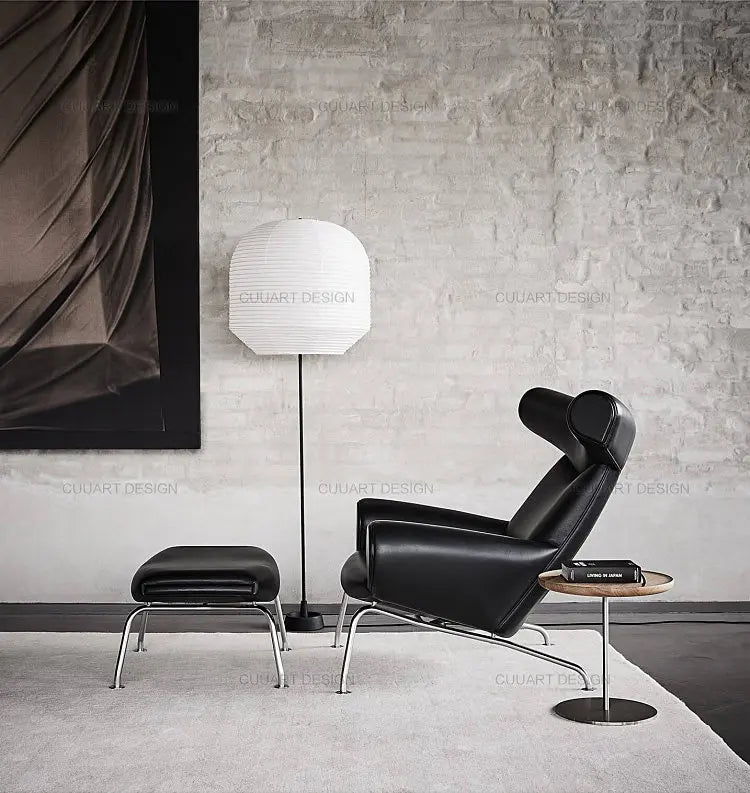 QQSingle light luxury sofa chair minimalist leather balcony living room lounge chair