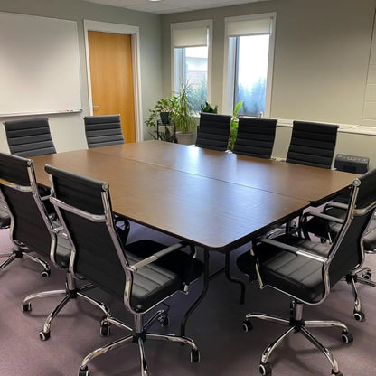 "contemporary ribbed home office chair, sleek leather meeting room seating, ergonomic desk chair for comfort, high-back executiv