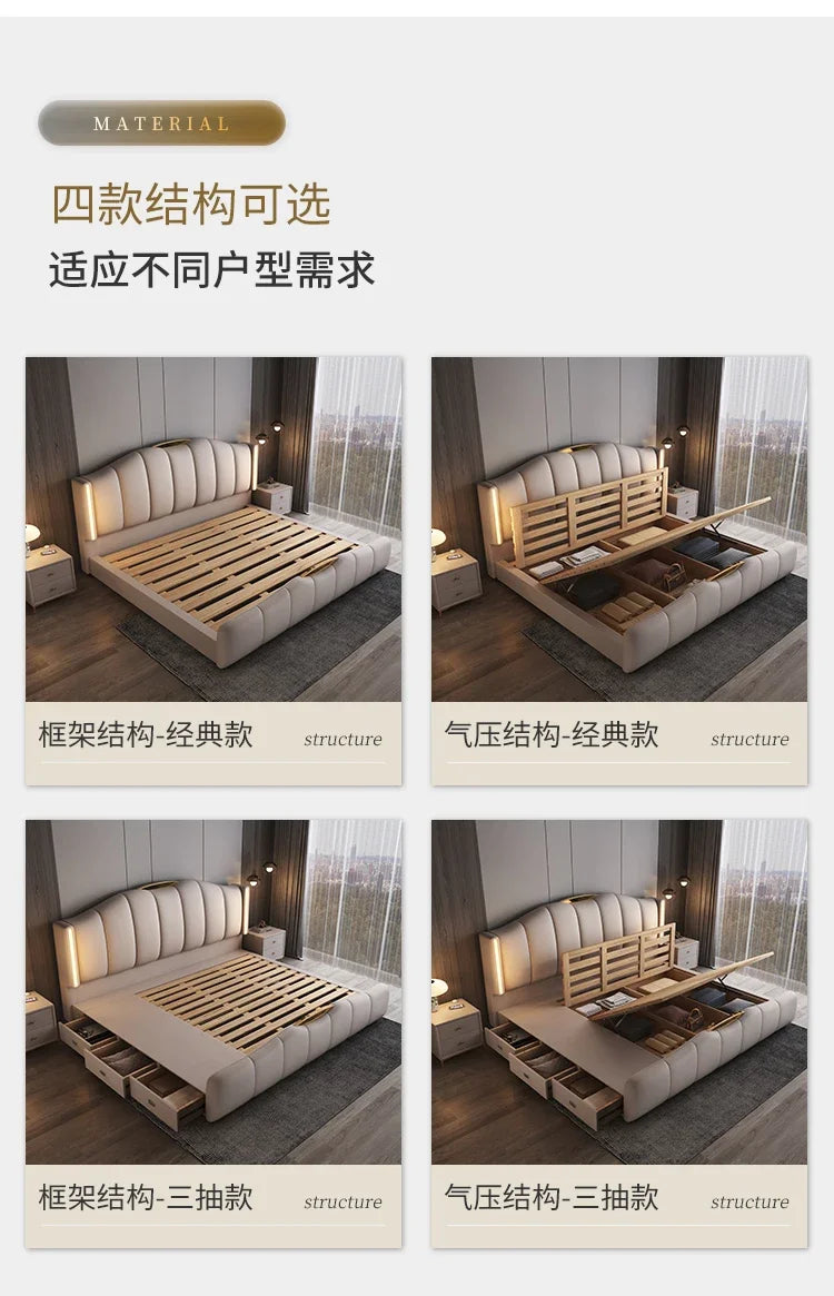 Luxury Frame Double Bed King Size Modern Living Room Frame Double Bed Queen Hotel Princess Cama De Casal Bedroom Furniture