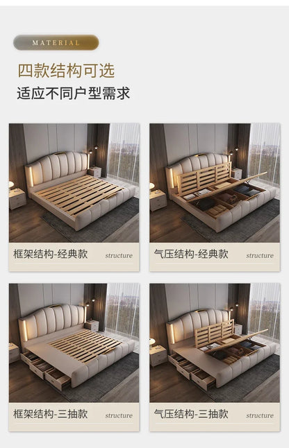 Luxury Frame Double Bed King Size Modern Living Room Frame Double Bed Queen Hotel Princess Cama De Casal Bedroom Furniture