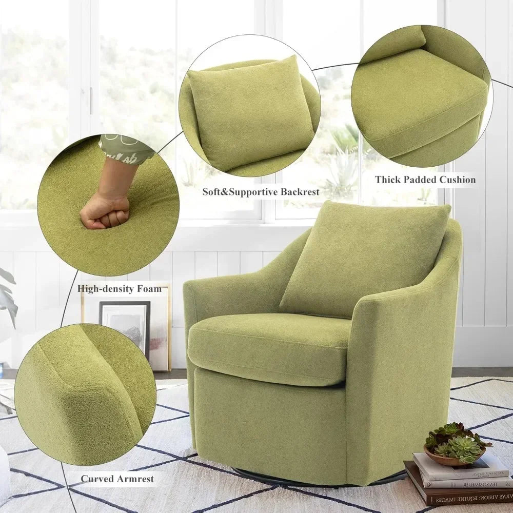 /Swivel Chair Set of 2, Upholstered Round Barral Chair, 360° Swivel Accent Chair Ergonomic Backrest, Morden Armchair, Green