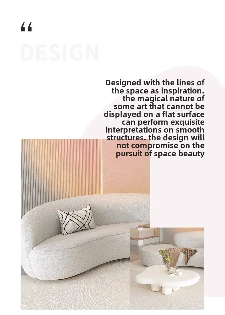 Cream wind light luxury beauty salon living room small apartment creative curved clothing store rest area reception sofa Interne