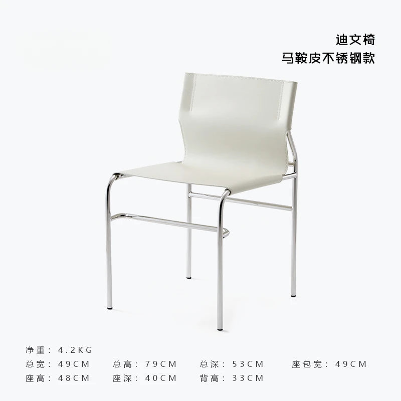 Italian Simple Saddle Chair, Bauhaus Design Dining Chair, Stainless Steel Backrest Chair, Wholesale Available, Home Furniture