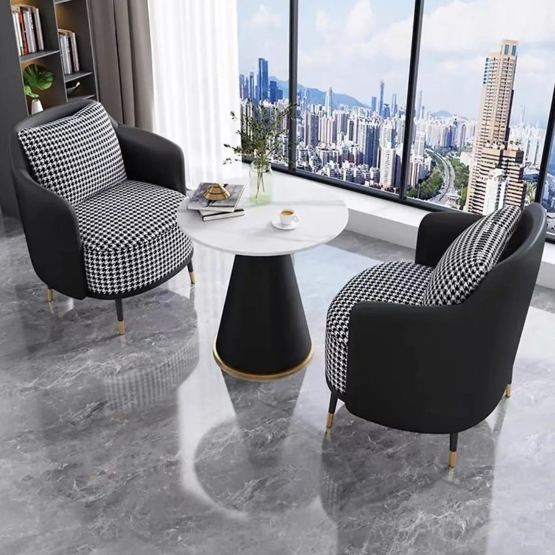 Simple light luxury single sofa coffee table combination leisure hotel reception sales office negotiation tables and chairs beau
