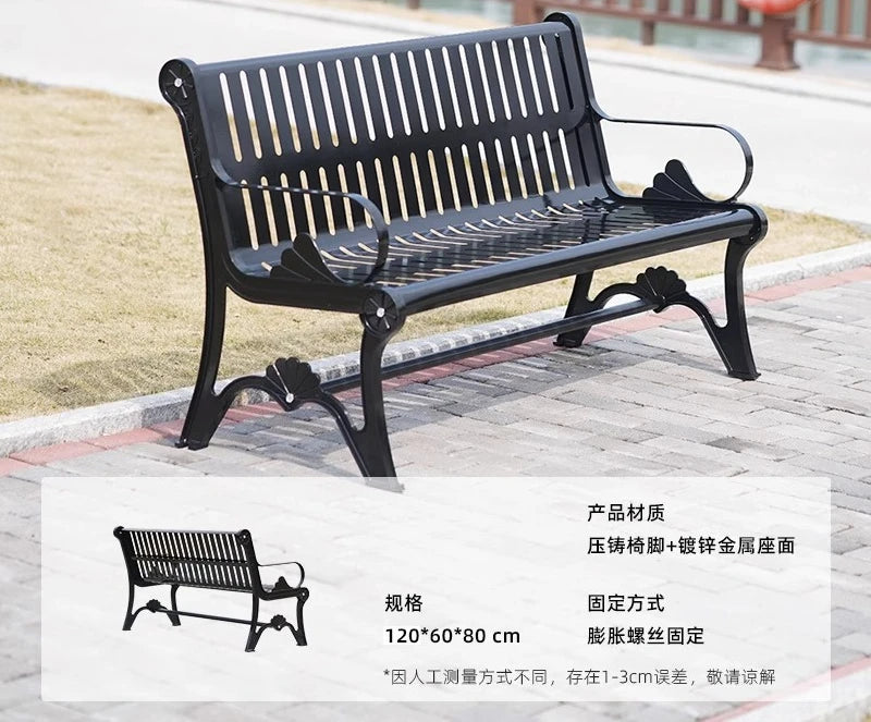 CL  outdoor all-steel park chair courtyard double bench square leisure cast iron cast aluminum seat