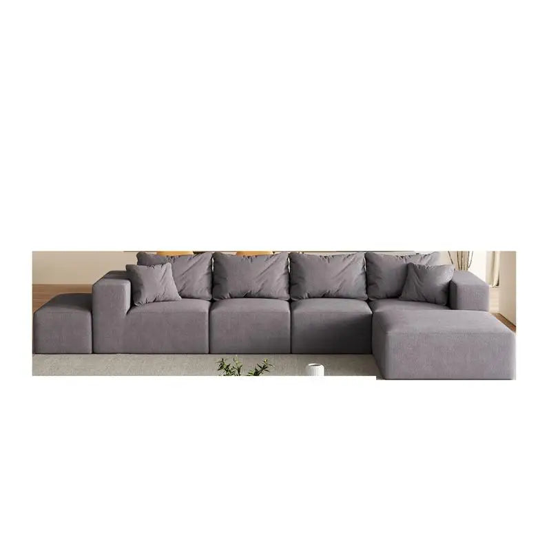 Modular 132" L-Shaped Sectional Sofa Set with 6 Pillows, Versatile Upholstered Couch for Living Room and Bedroom, Perfect for