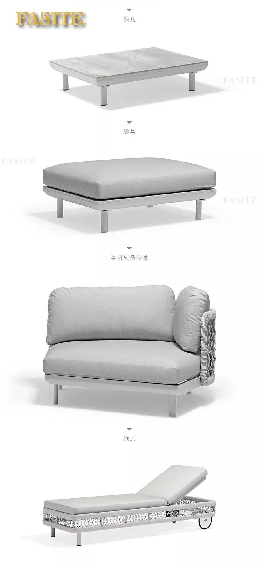 Outdoor rattan sofa, hotel villa, open-air courtyard garden, sofa coffee table