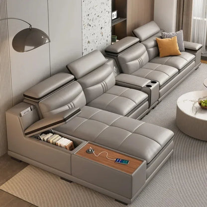 Cozy Genuine Leather Sofas Fancy Living Room Reclining Italian Sofa Modern Luxury Divani Da Soggiorno Apartment Furniture
