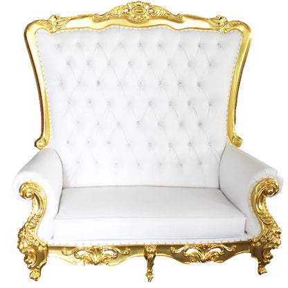 All White Antique King High Back Royal Sofa Baroque Queen Beauty Pedicure Large Acrylic Seat