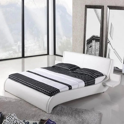 Bedroom furniture leather bed with blue led lights and music therapy bed A021