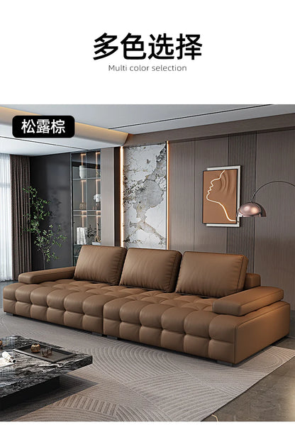 Modern Minimalist New Leather Living Room Lawrence Italian Light Luxury Straight L Shaped Sectional Lazy Soft Tatami Lounge Sofa