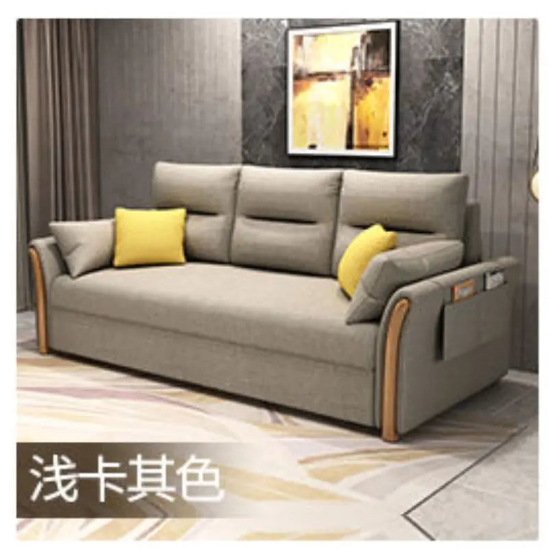 Multifunctional foldable sofa bed dual-purpose retractable small apartment storage single push-pull bed technology fabric
