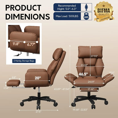 High Back Big And Tall Office Chair with Foot Rest Cross Legged Criss Cross Desk Chair Reversible with Arms for Comfortable