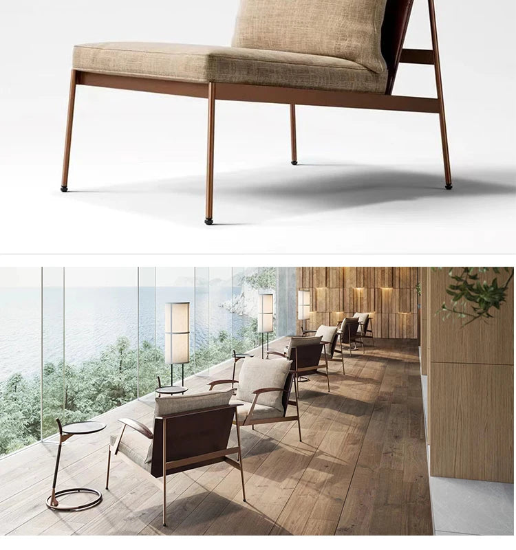 Single Light Luxury Designers Stainless Chair  Minimalist Backrest Armchair Negotiation Living Room Chair Sofa Stool Furniture