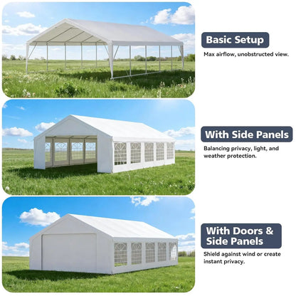 Heavy Duty 32x16 Party Tent with LED Light, Removable Sidewalls&Roll-Up Door,Waterproof Outdoor Event Shelter for Wedding,Custom