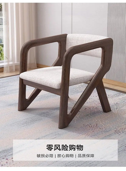 Walnut solid wood chair high value ins style book desk chair living room study back chair simple dining