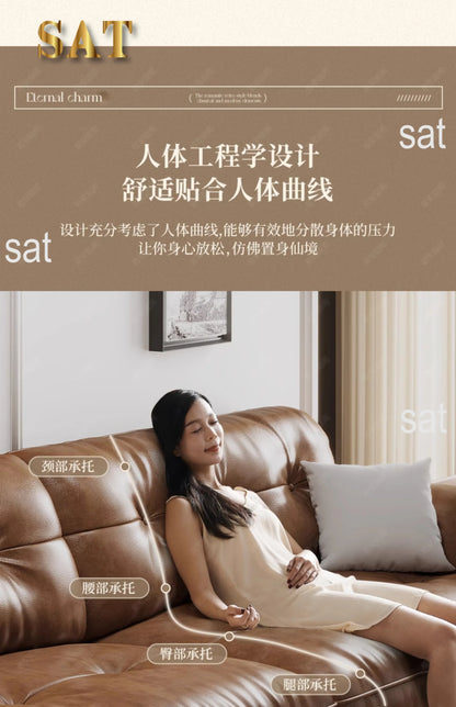 Minimalist Brown Sleep Sofa Faux Leather Designer Loveseat Lazy Sofa Couch Cloud Divano Da Soggiorno Living Room Furniture