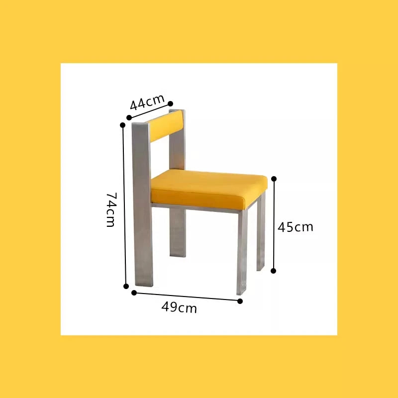 European Style Light luxury Retro Home Use Stainless Steel Dining Chair Advanced Design Living Room Bedroom Leisure Single Chair