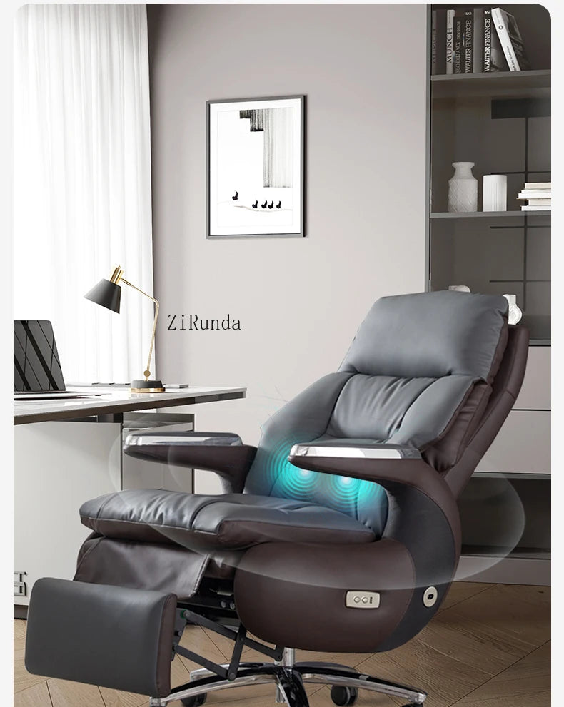 Electric boss chair leather office high-end reclining computer chair home nap multi-functional luxury chair