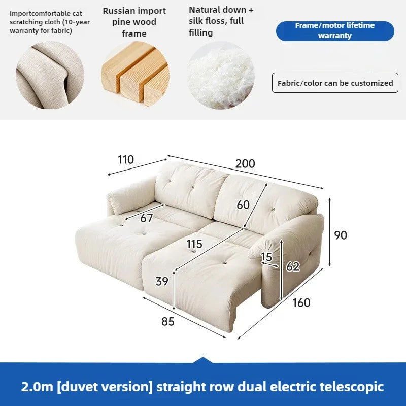 Cloud Electric Sofa Living Room Modern Simple Telescopic Fabric Lazy Multi-functional Sofa Bed Dual-purpose