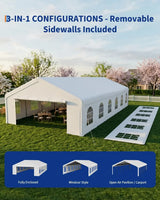 20x40 FT Outdoor Party Wedding Event Canopy Tent, Galvanized Steel Frame Shelter with Mesh Screen & Roll-Up Double Doors, Waterp
