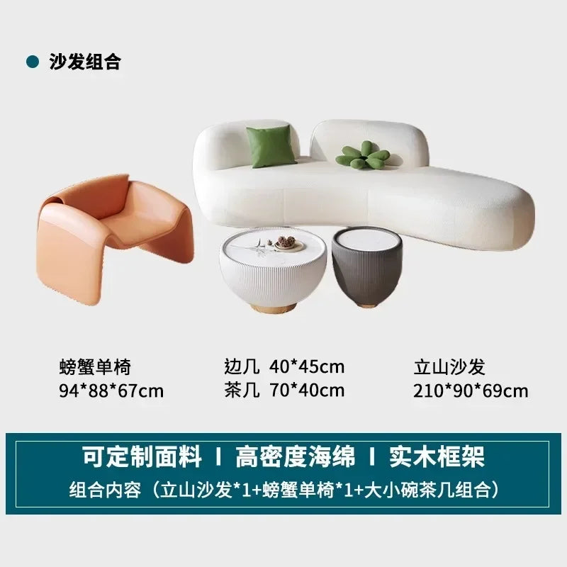 curved sofa, small apartment special-shaped black beauty salon hall, clothing store office rest area reception and negotiation