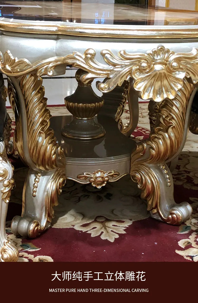 European dining table dining chair combination, rectangular dining table oval luxury villa high-end carved