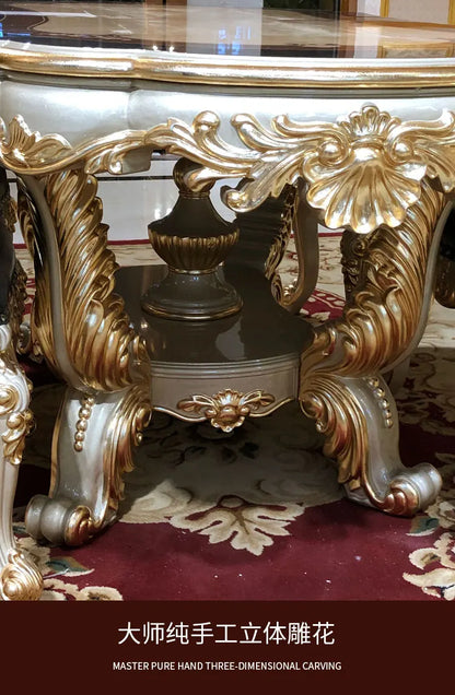 European dining table dining chair combination, rectangular dining table oval luxury villa high-end carved