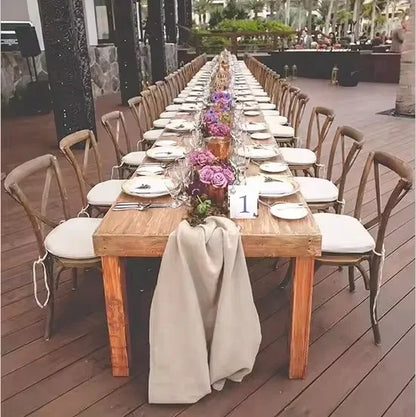Outdoor Pine Wood Antique Color Folding Farm Dinning Table for Wedding