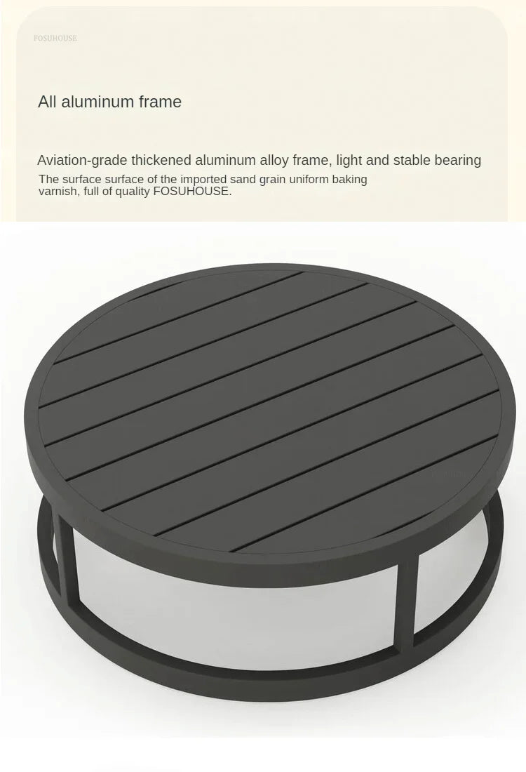 Outdoor Waterproof Sun Protection Garden Sofas Curved Outdoor Sofa Aluminum Alloy Courtyard Villa Reception Sofa Coffee Table L