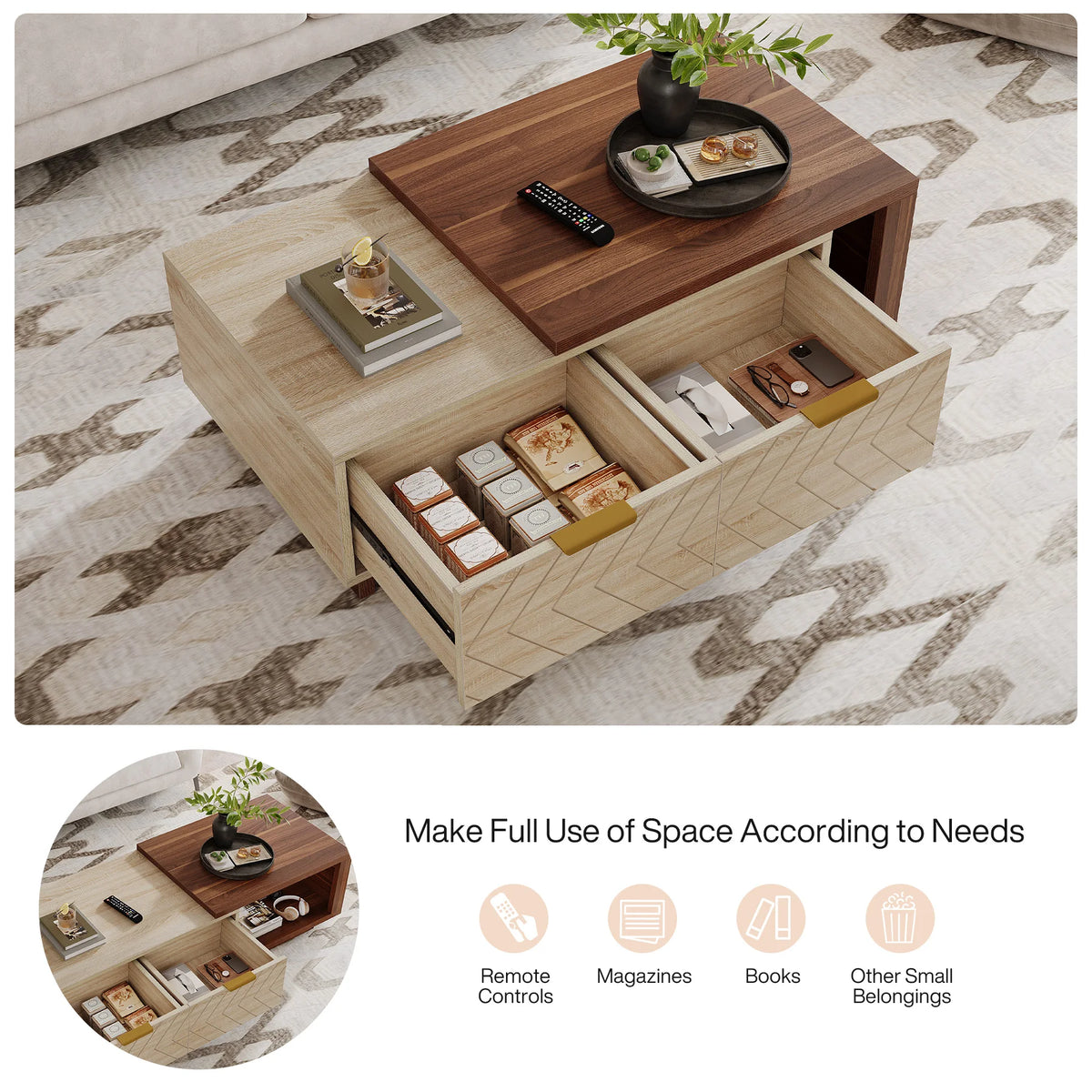 Tribesigns Extendable Coffee Table, 42