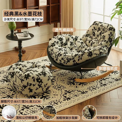 Elegant Nordic Rocking Chair for Living Room Single Penguin Chair Cozy Lazy Sofa Stylish Lounge Chair for Balcony and Patio