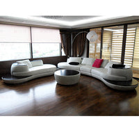 Luxury Modern Curved Genuine Leather Sofa Sectional Couch White and Black Design Living Room Contemporary Home Decoration