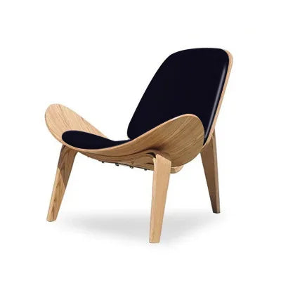 Modern Lounge Shell Chair Three-Legged Shell Chair Ash Plywood Fabric Upholstery Living Room Furniture