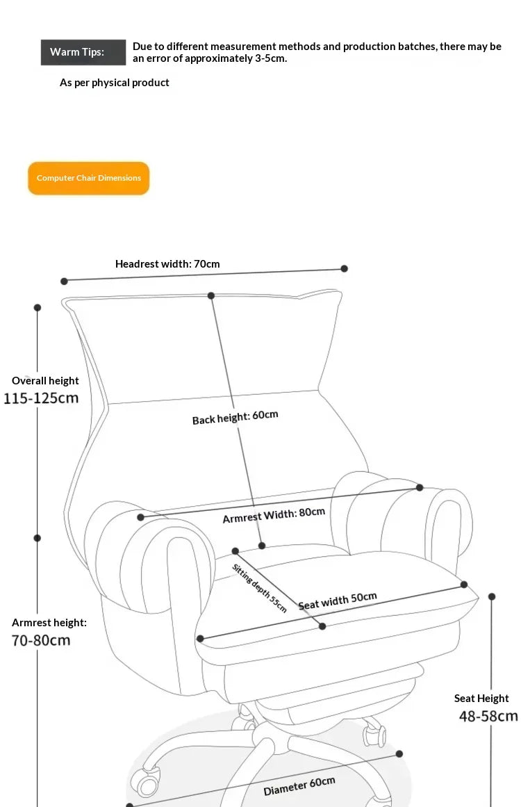 Comfortable Long-term Sofa Chair Gaming Chair Bedroom Desk Chair Ergonomic Chair Furniture Sillas Gamer Adjustable Backrest