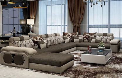 Velvet hanf linen hemp fabric sectional sofas  Living Room Sofa set furniture alon couch puff asiento muebles de sala canape U