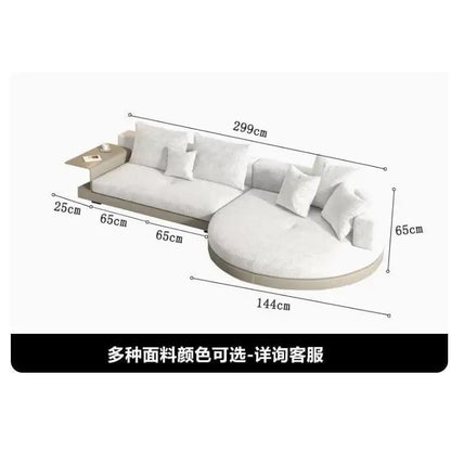 Modern simple straight corner cotton and linen round concubine modern living room sofa
