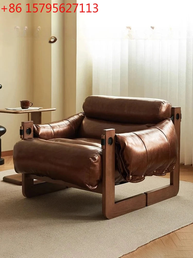 Leather Sofa Chair Luxury Living Room Armchair Single Person Lazy Lounge Chairs Modern Household Leisure Relaxation Chairs