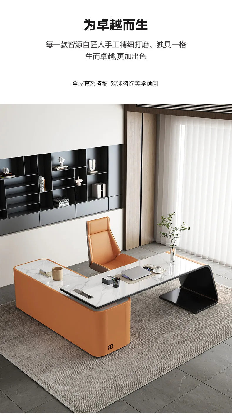 Italian minimalist rock slab office table study table Computer desk Room desks office desks and workstations studio desk